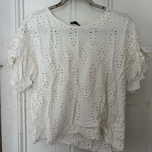 Zara Cream Eyelet Blouse